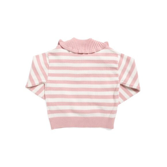 VIGOSS Blush Big Girls Mossy Ruffle Collar Striped Sweater - Picture 2 of 2